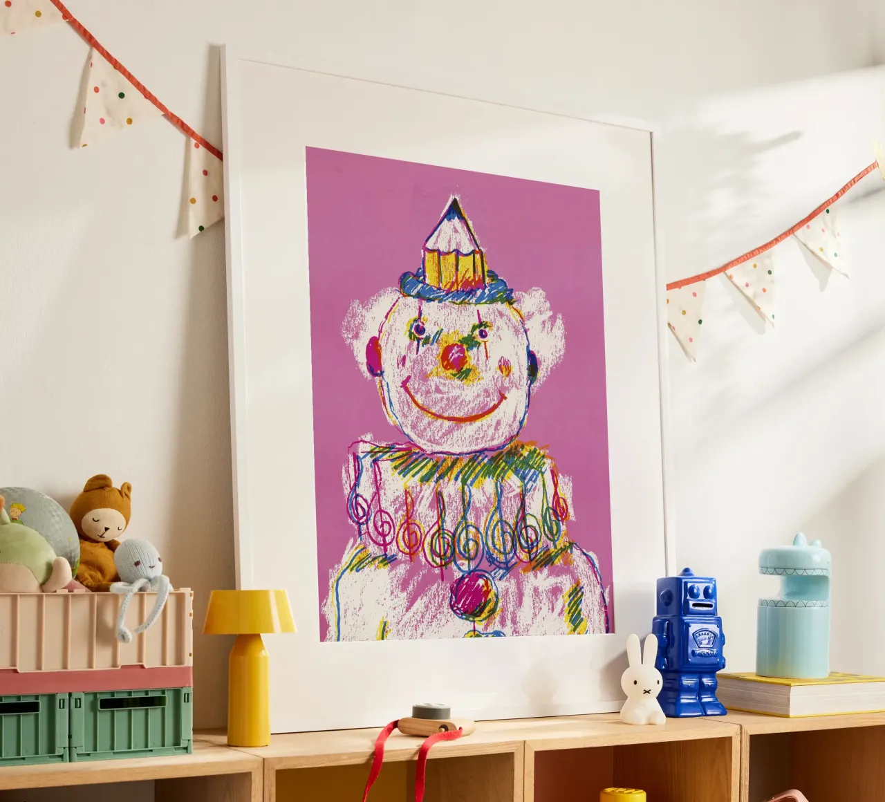 Colorful Clown Drawing with Pencil Hat carta hahnemühle da artshop