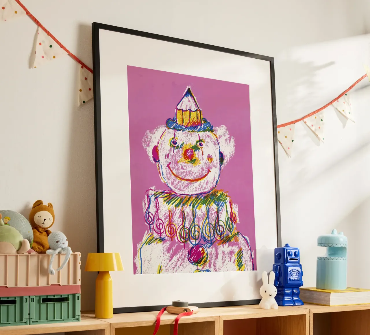 Colorful Clown Drawing with Pencil Hat carta hahnemühle da artshop
