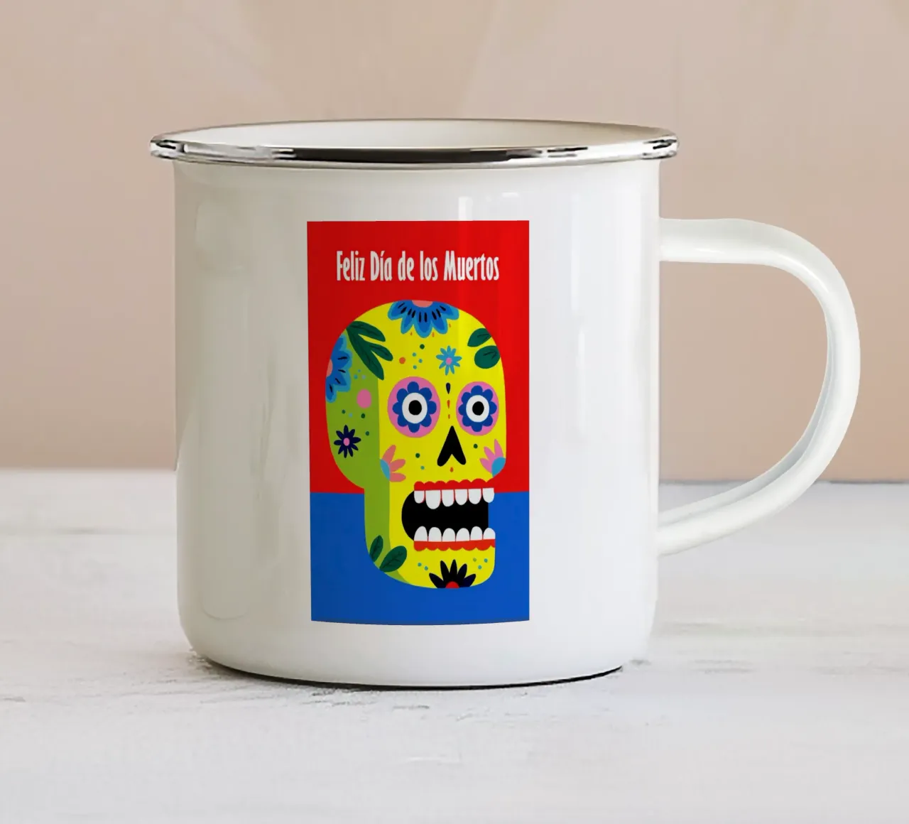 Feliz Día de los Muertos | Folk Pop Art tazza in smalto da Autofocus
