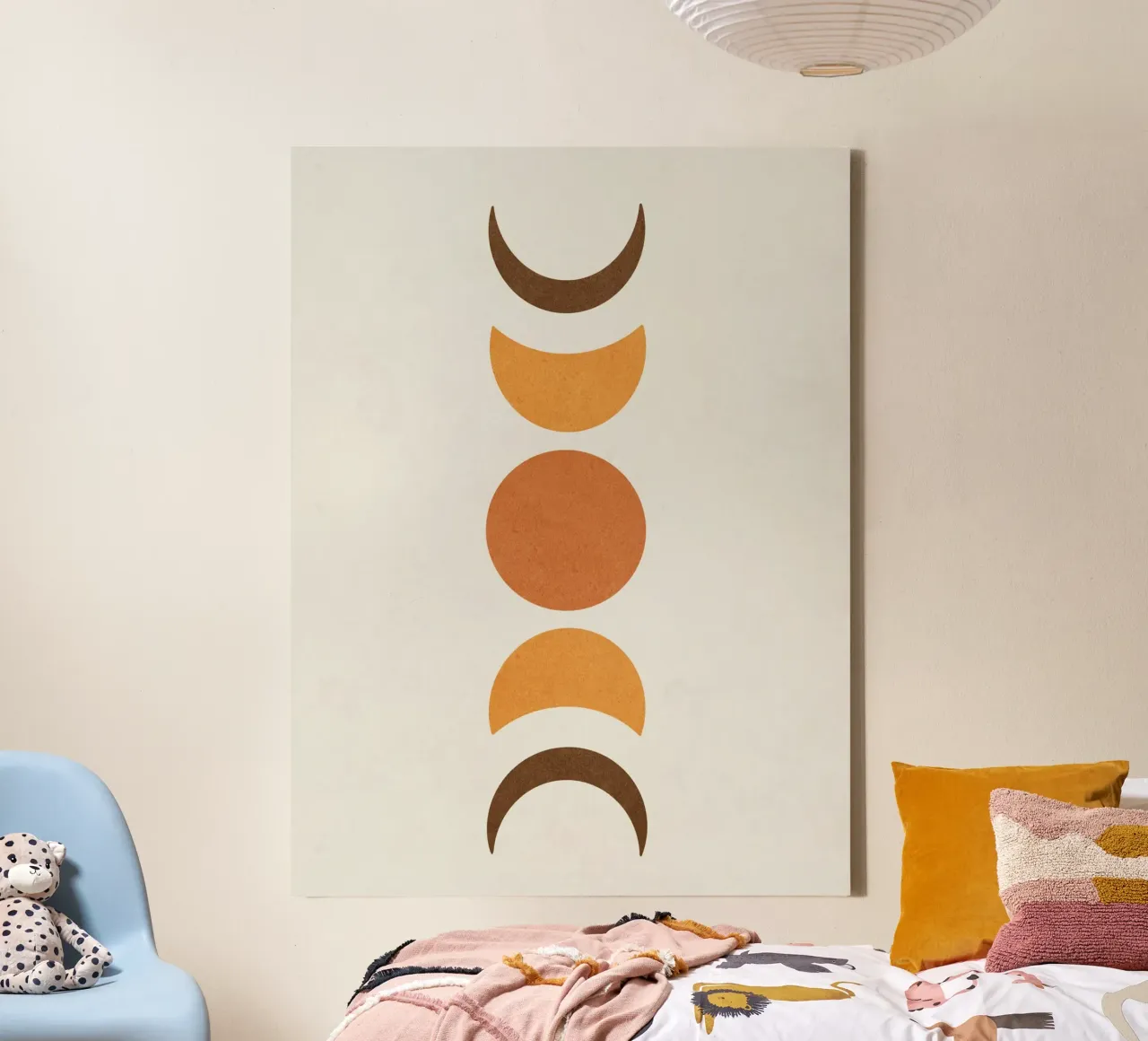 Maan Abstract canvas van Shapes and Flowers