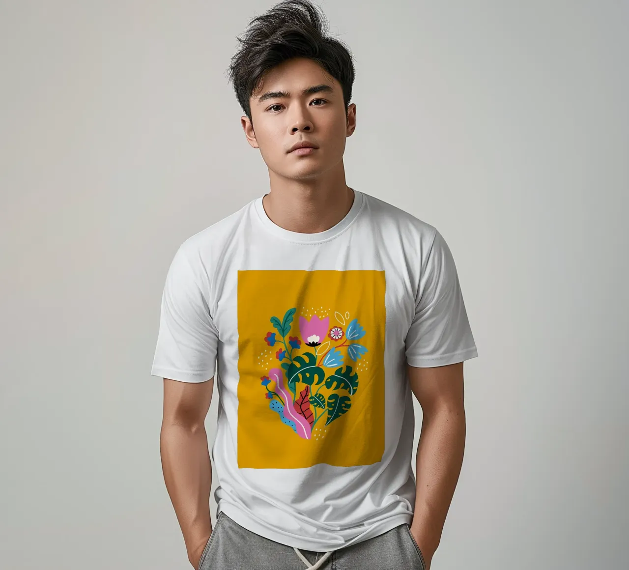 Gelbe botanische Blumen T-Shirt von Locquinn Fuller