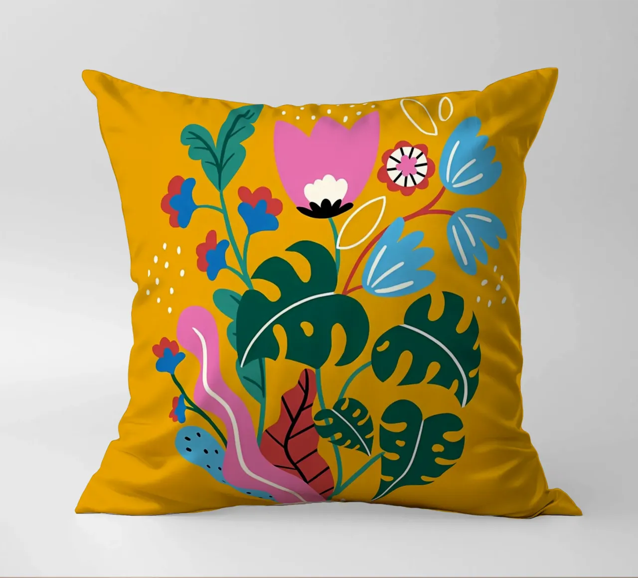 Fiori botanici gialli cuscino da Locquinn Fuller