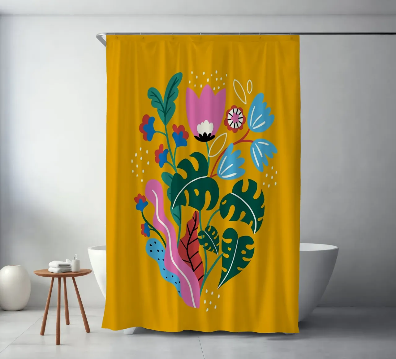Fiori botanici gialli tenda da doccia da Locquinn Fuller