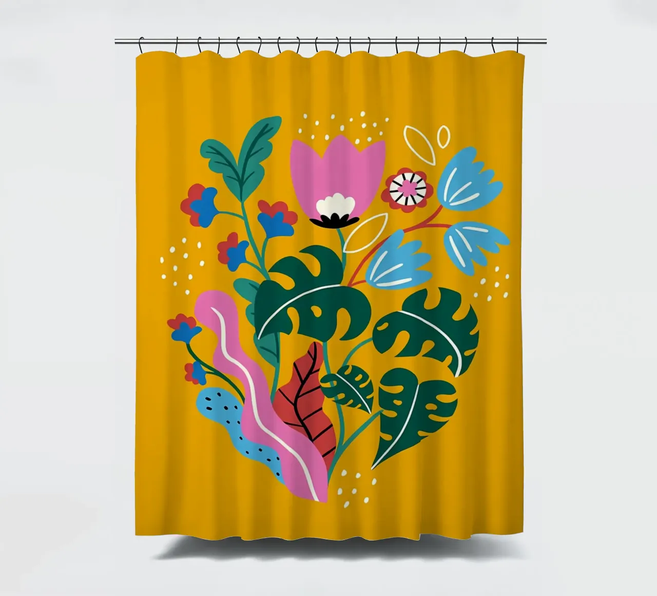 Fiori botanici gialli tenda da doccia da Locquinn Fuller