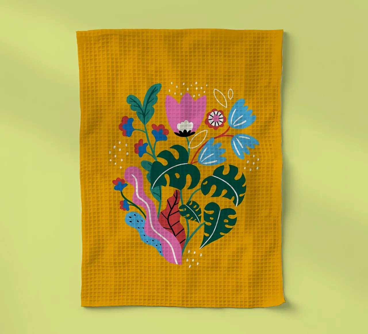 Fiori botanici gialli canovaccio da cucina da Locquinn Fuller