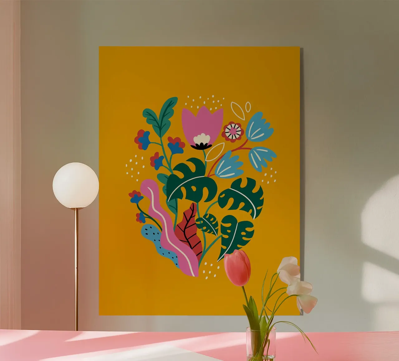 Fiori botanici gialli plexiglass da Locquinn Fuller