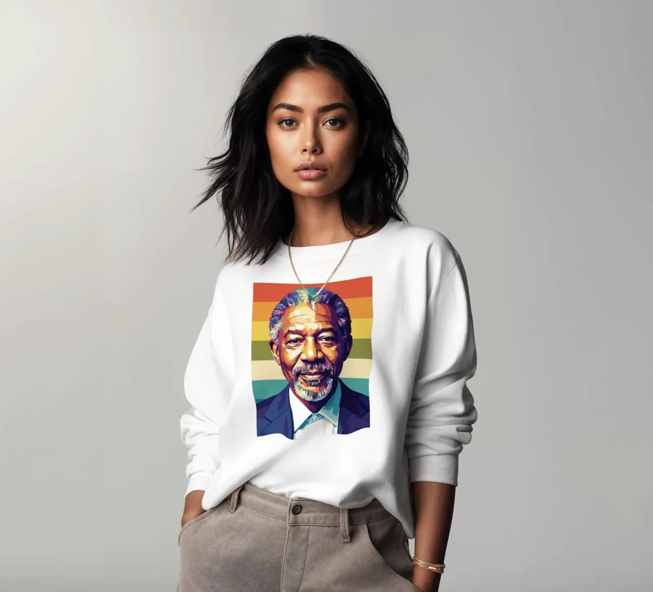 Morgan Freeman ritratto pop art felpa da Hantamrata