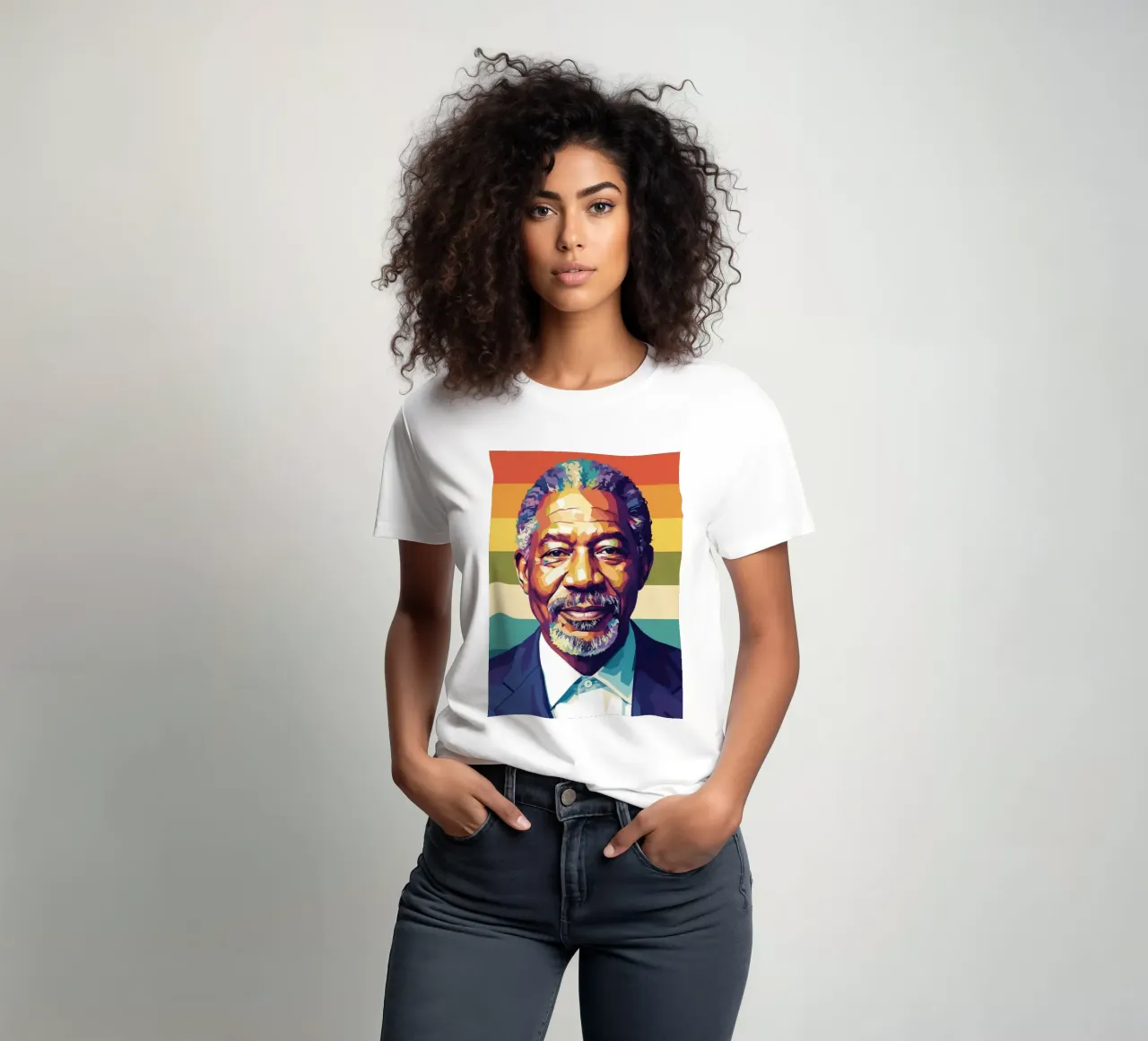 Morgan Freeman ritratto pop art t-shirt da Hantamrata