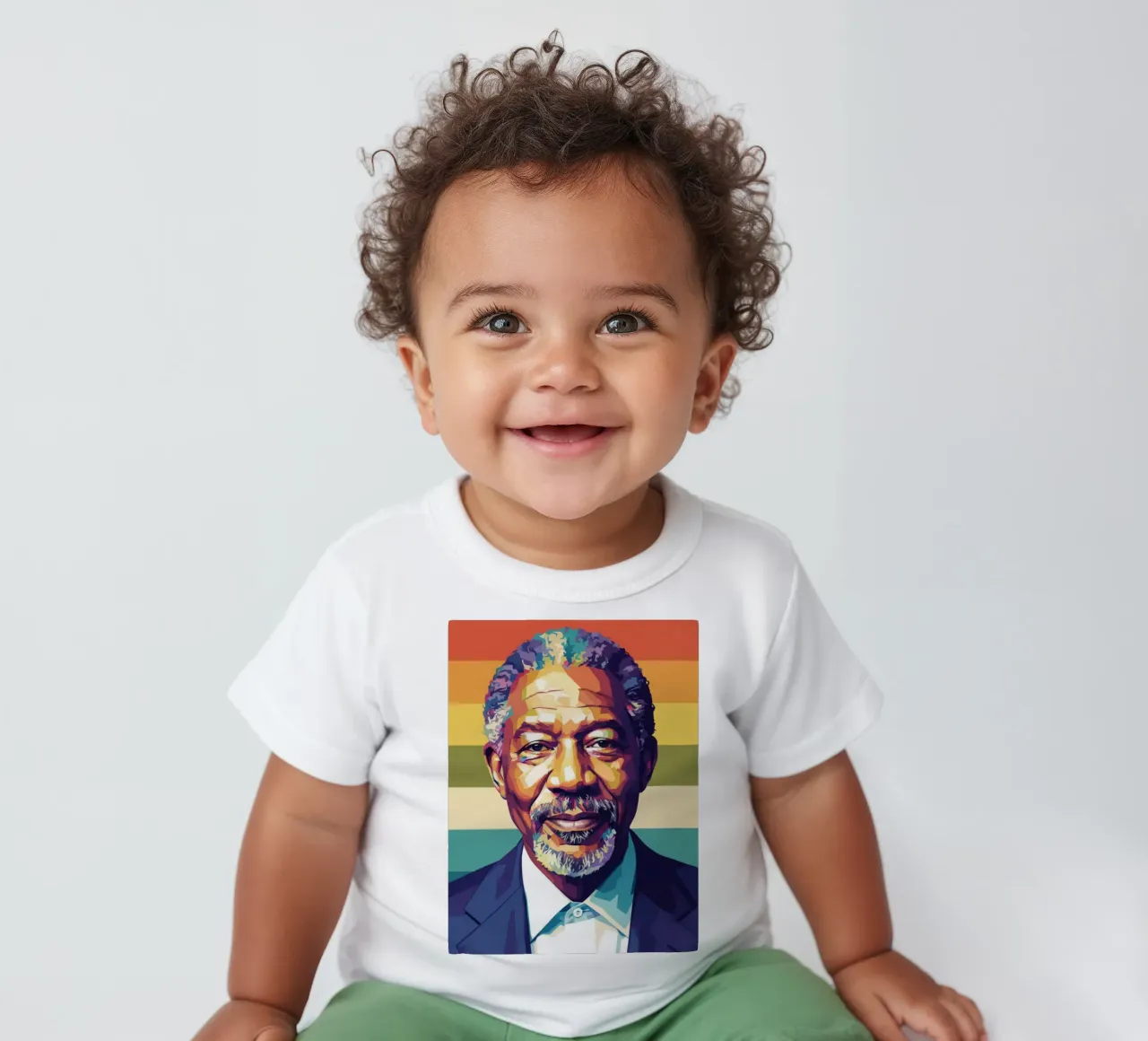 Morgan Freeman ritratto pop art maglietta neonato da Hantamrata