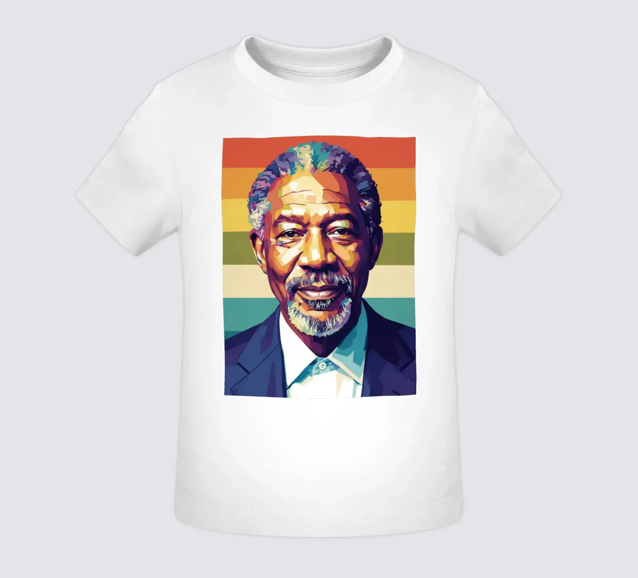 Morgan Freeman ritratto pop art maglietta neonato da Hantamrata