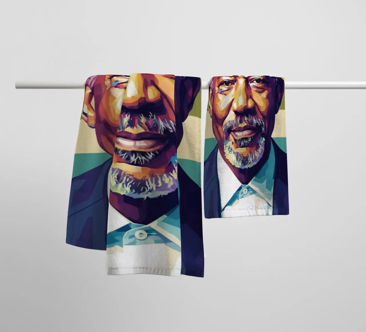 Morgan Freeman Pop-Art-Porträt Handtuch von Hantamrata