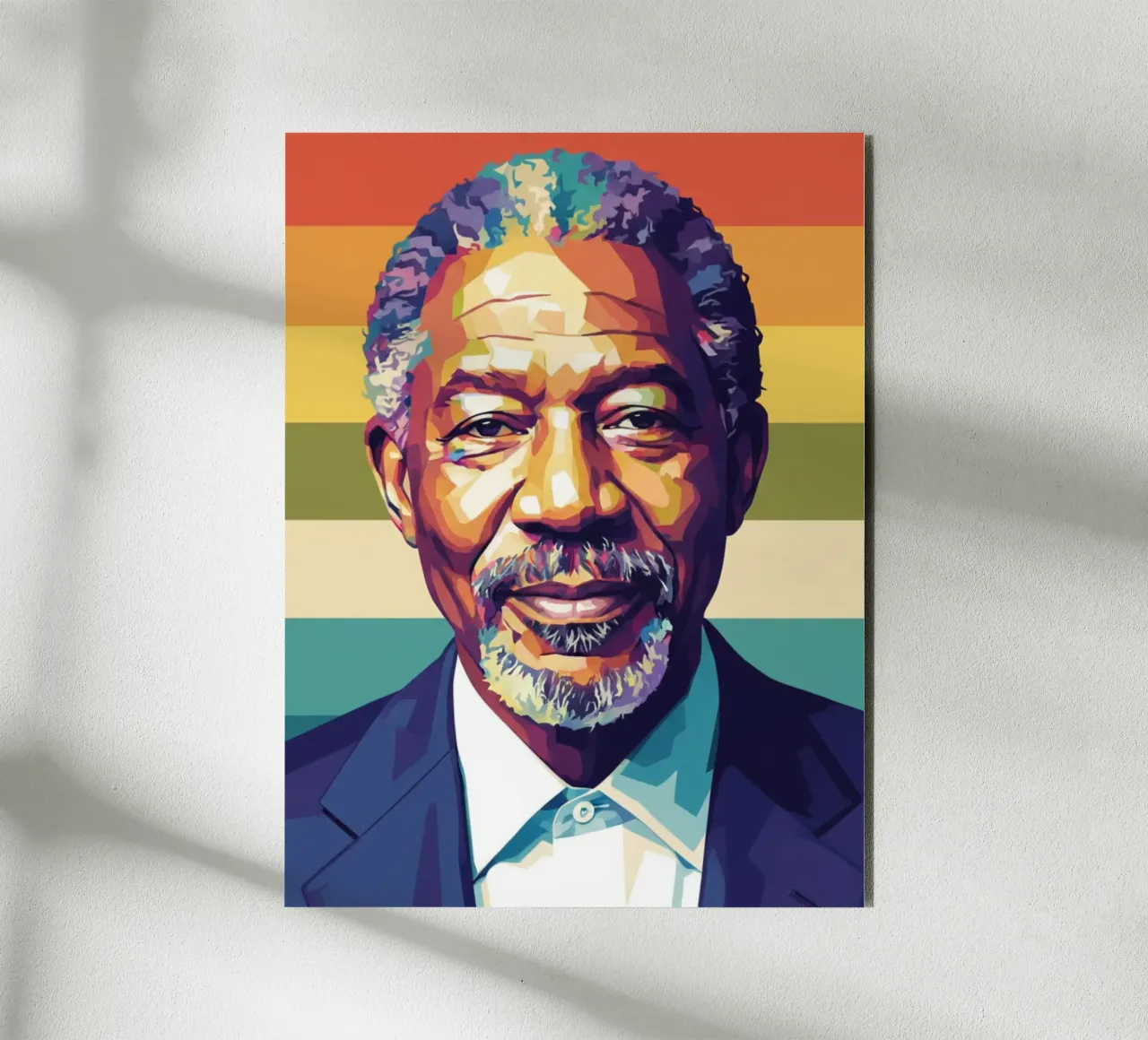 Morgan Freeman ritratto pop art alluminio dibond da Hantamrata