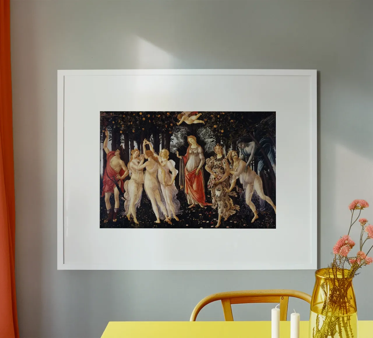 Sandro Botticelli’s Primavera (c. 1482) poster con telaio in alluminio da Jolie Prints