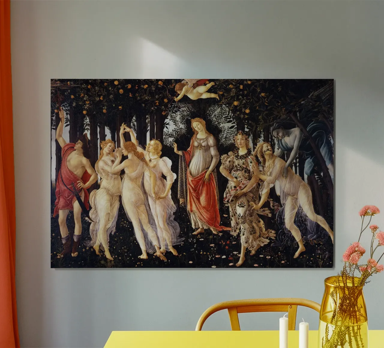 Sandro Botticelli’s Primavera (c. 1482) poster con telaio in alluminio da Jolie Prints
