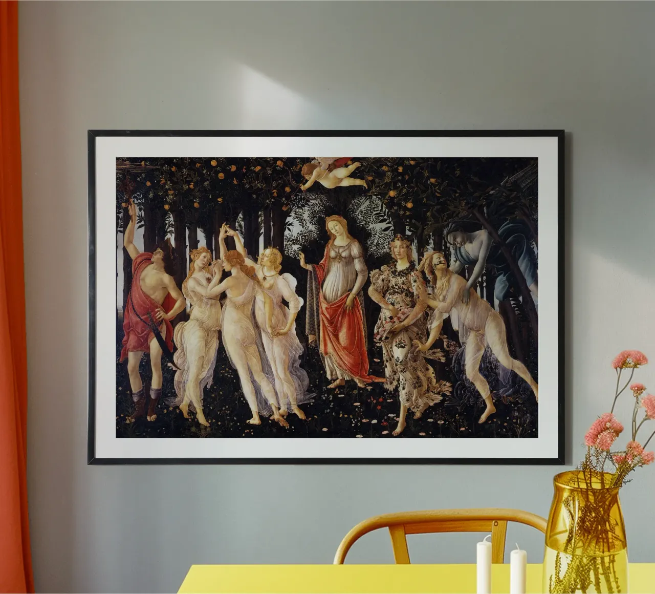 Sandro Botticelli’s Primavera (c. 1482) poster con telaio in alluminio da Jolie Prints