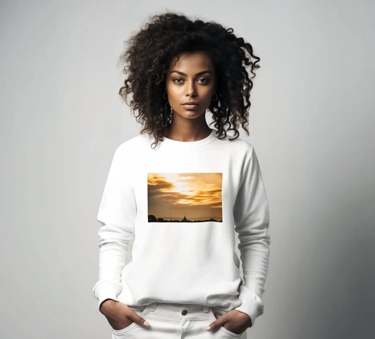 Bandada de pájaros al amanecer - Dresde sudadera de Bold and Retro