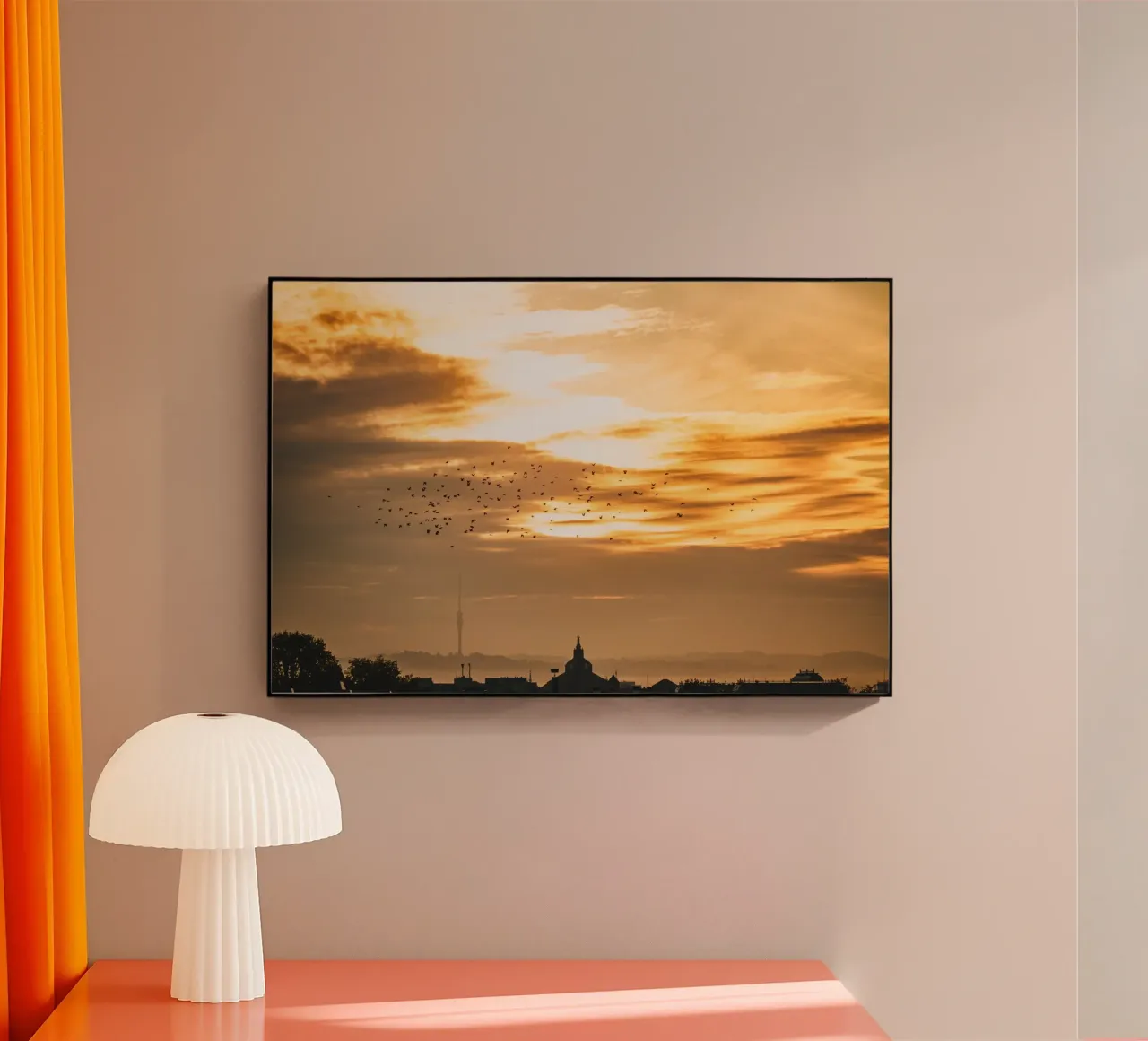Stormo di uccelli all'alba - Dresda plexiglass da Bold and Retro