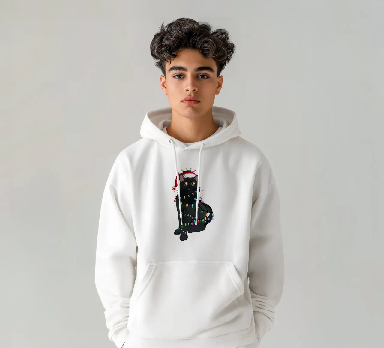 Luci di Natale del gatto nero felpa con cappuccio da EDMPROJECT