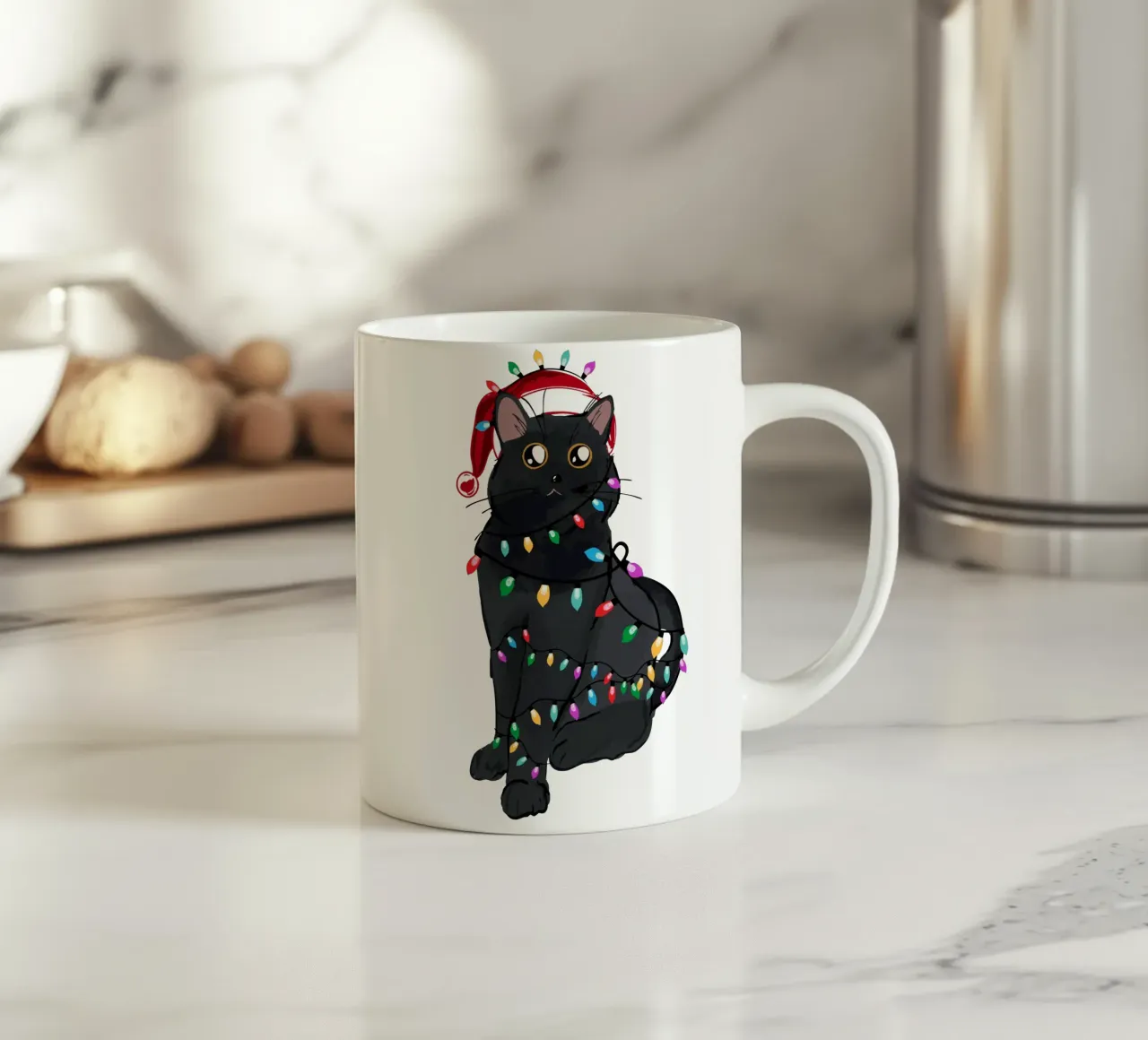 Luci di Natale del gatto nero tazza in ceramica da EDMPROJECT