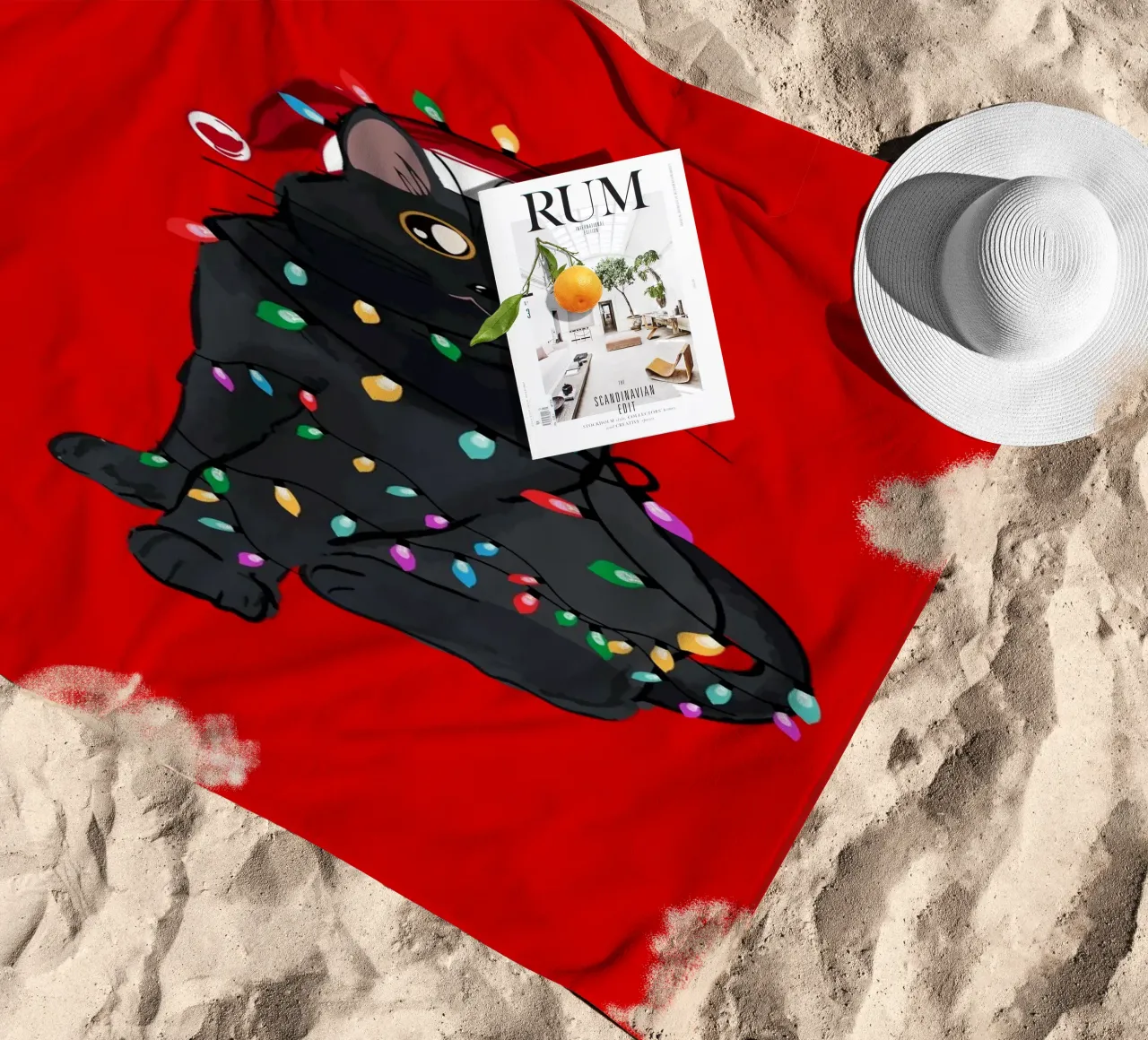 Luci di Natale del gatto nero telo mare da EDMPROJECT