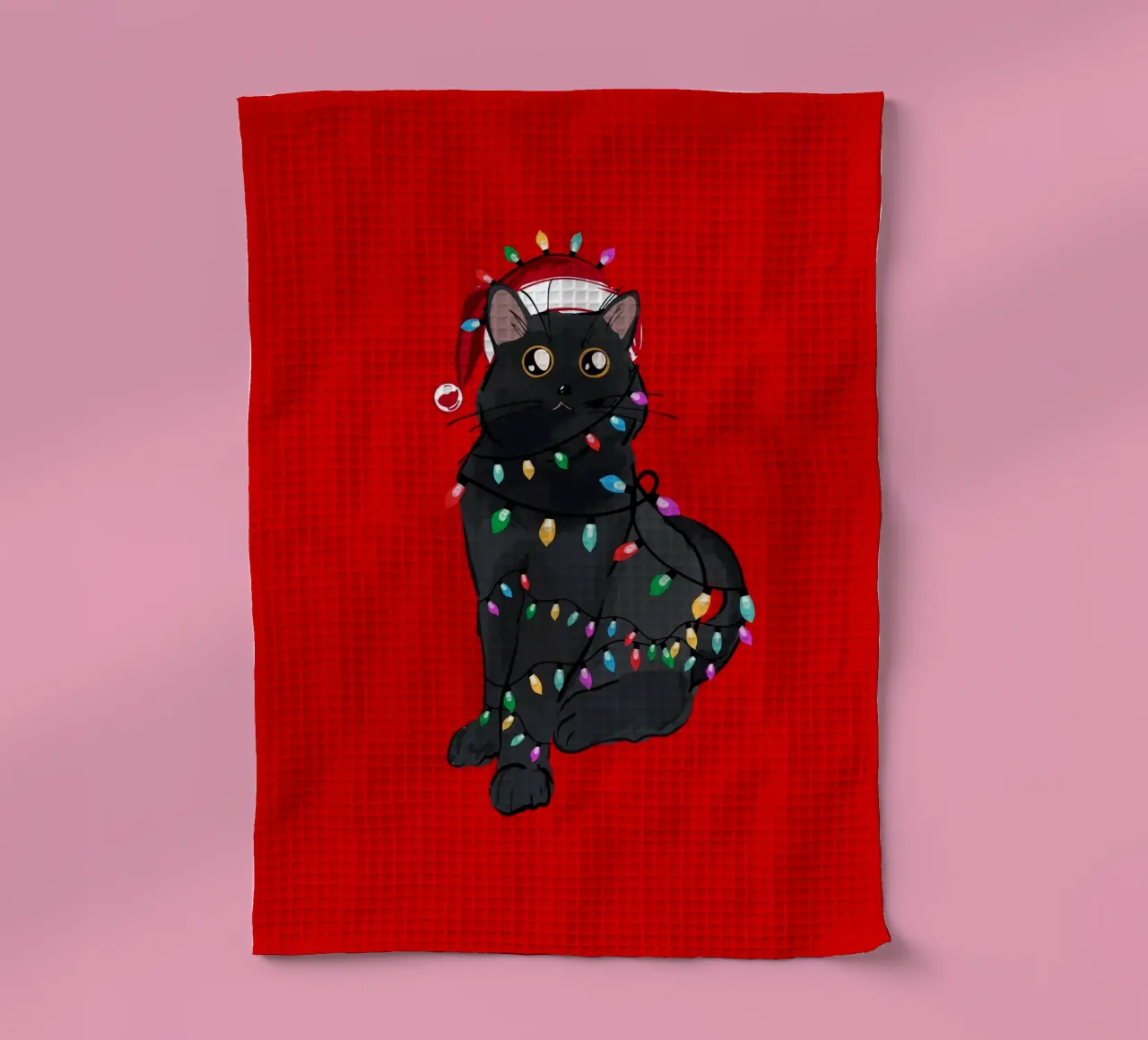 Luci di Natale del gatto nero canovaccio da cucina da EDMPROJECT