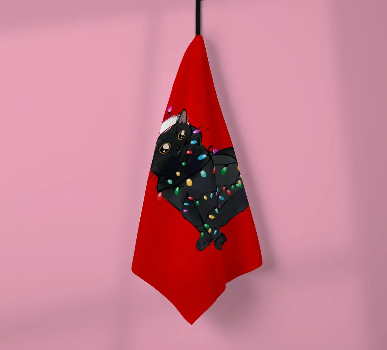 Luci di Natale del gatto nero canovaccio da cucina da EDMPROJECT
