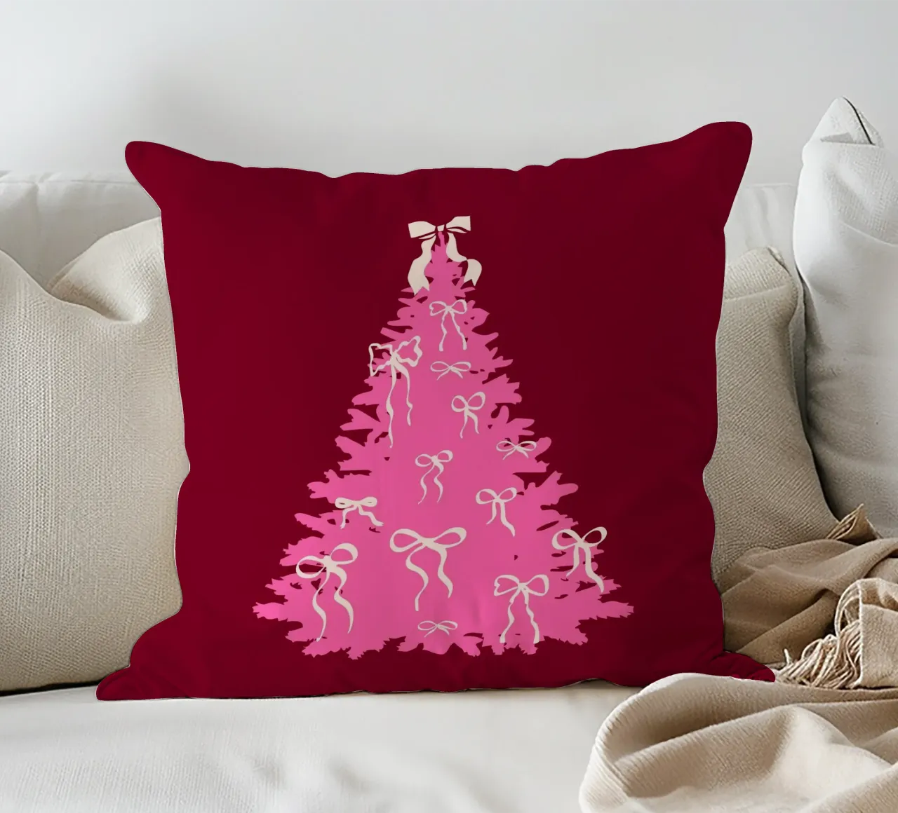 Coquette albero di Natale rosa con fiocchi cuscino da EDMPROJECT