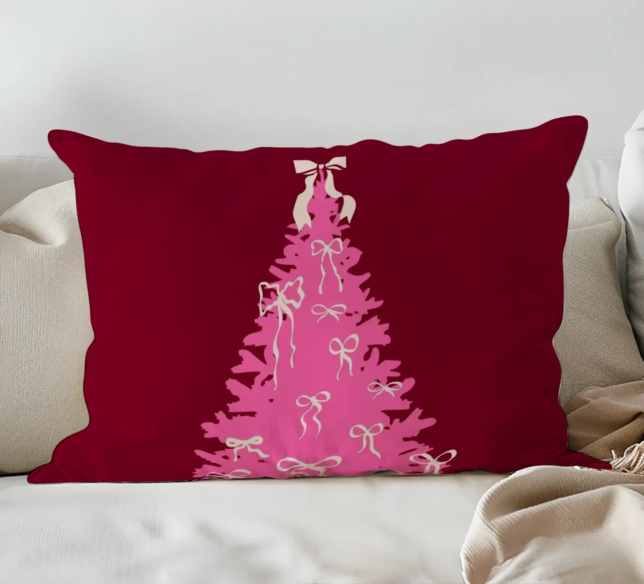 Coquette albero di Natale rosa con fiocchi cuscino da EDMPROJECT