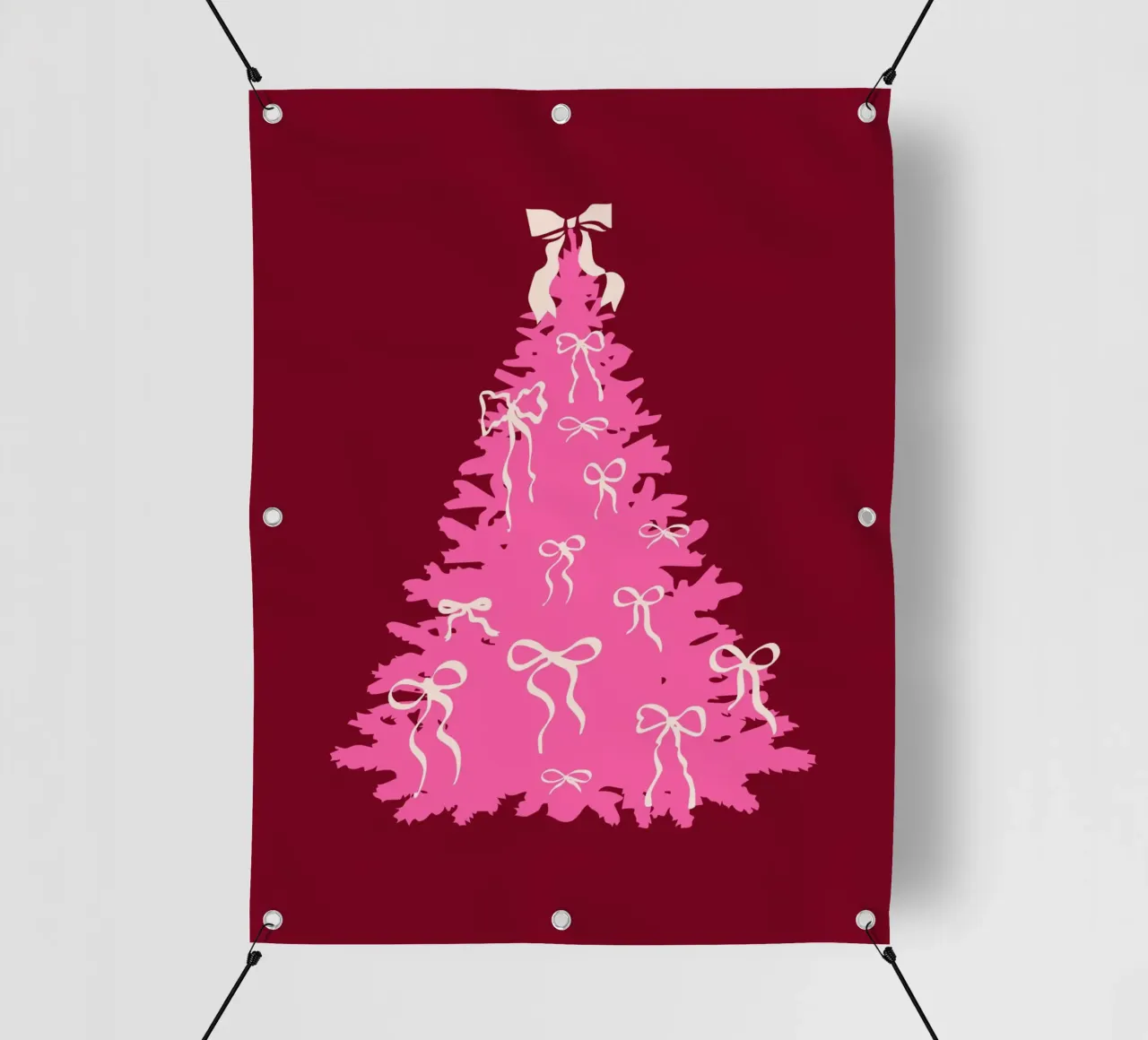 Coquette albero di Natale rosa con fiocchi telo in pvc da EDMPROJECT