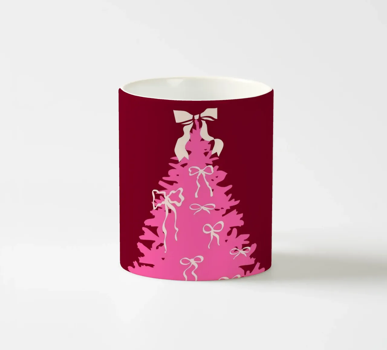 Coquette albero di Natale rosa con fiocchi tazza in ceramica da EDMPROJECT