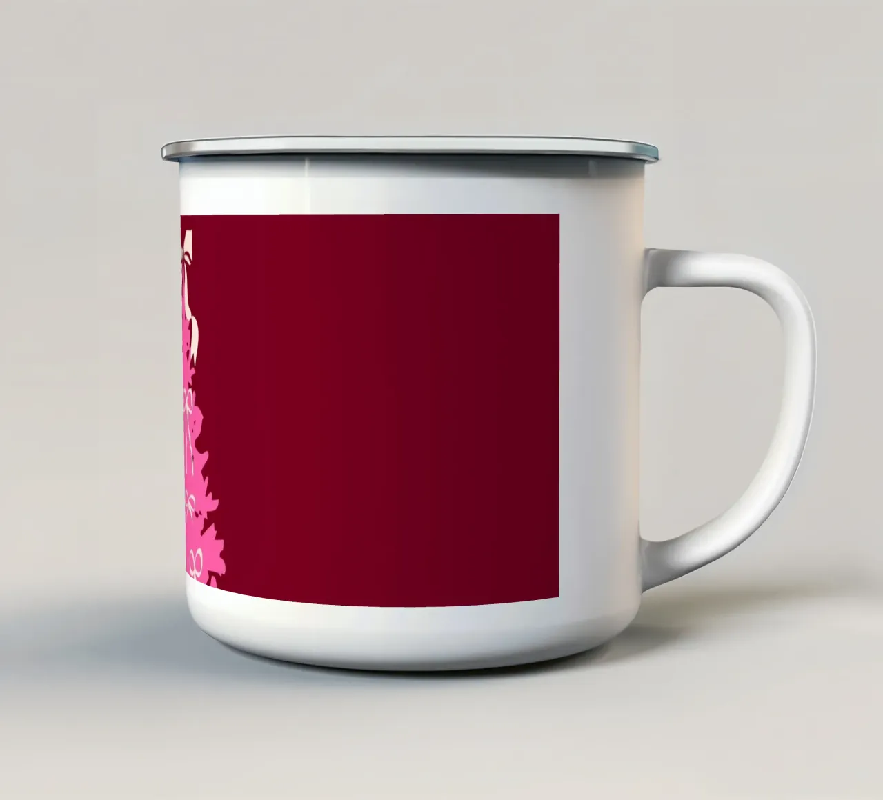Coquette albero di Natale rosa con fiocchi tazza in smalto da EDMPROJECT