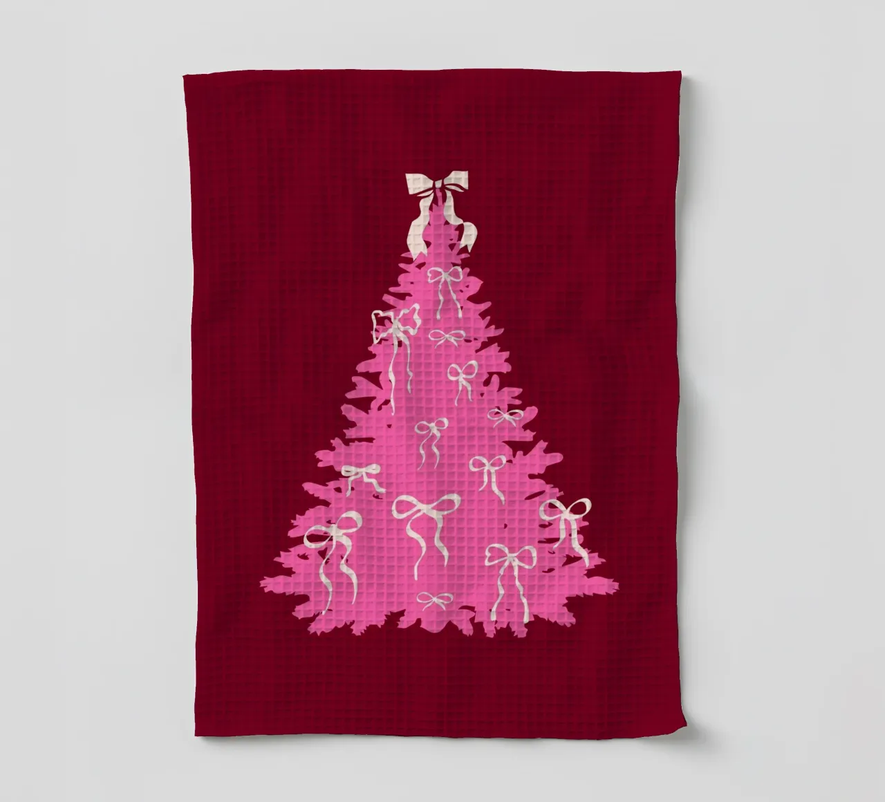Coquette albero di Natale rosa con fiocchi canovaccio da cucina da EDMPROJECT