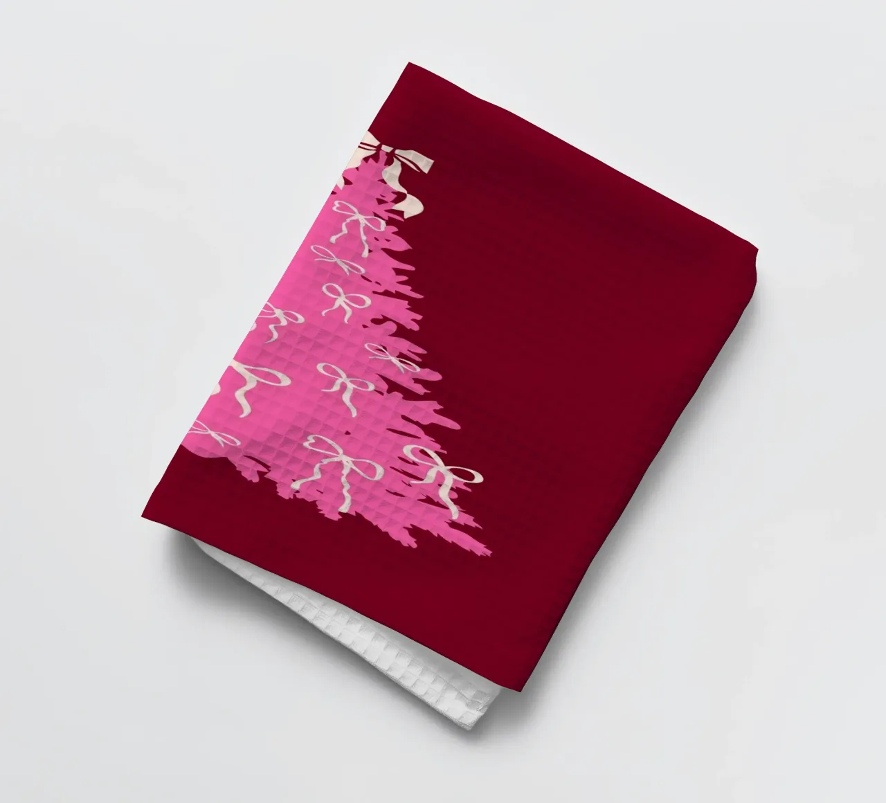 Coquette albero di Natale rosa con fiocchi canovaccio da cucina da EDMPROJECT