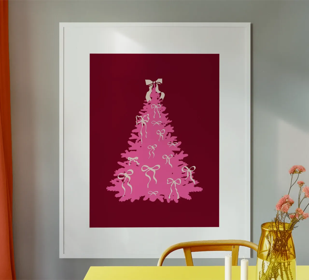 Coquette albero di Natale rosa con fiocchi carta hahnemühle da EDMPROJECT