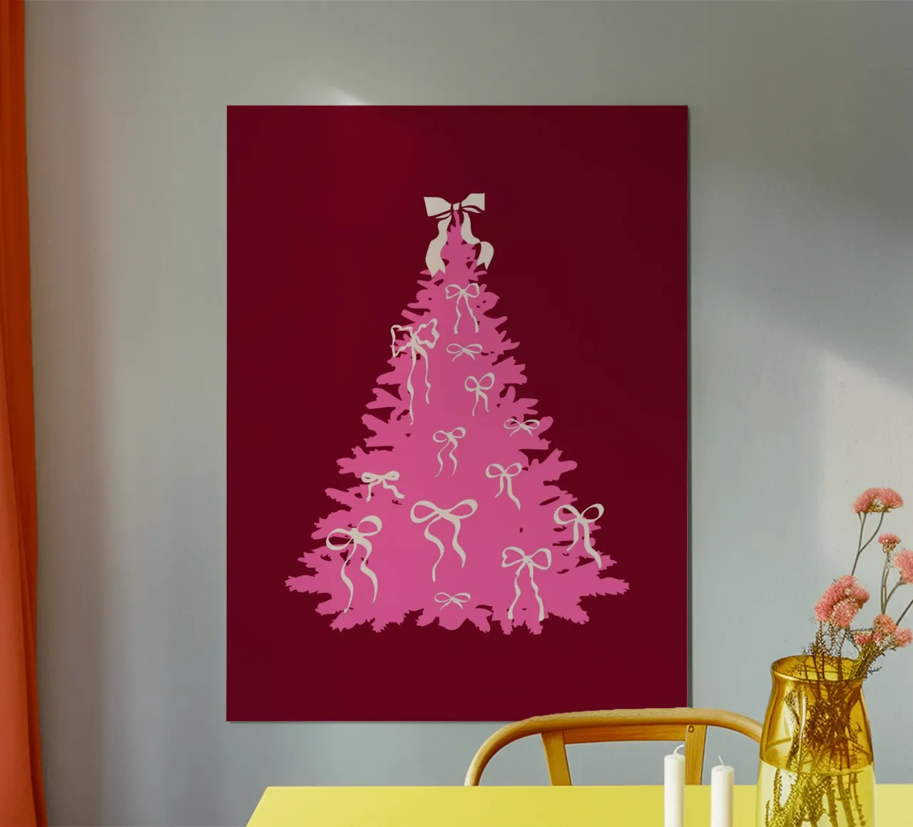 Coquette albero di Natale rosa con fiocchi carta hahnemühle da EDMPROJECT