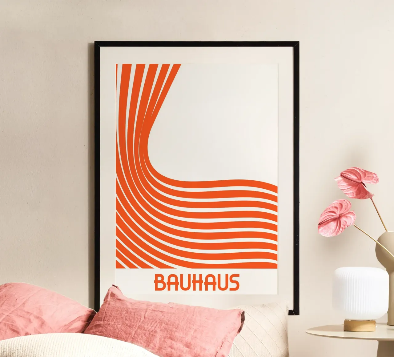 Bauhaus Abstract Orange Lines Minimalist Print Art hahnemühle de Grungeo