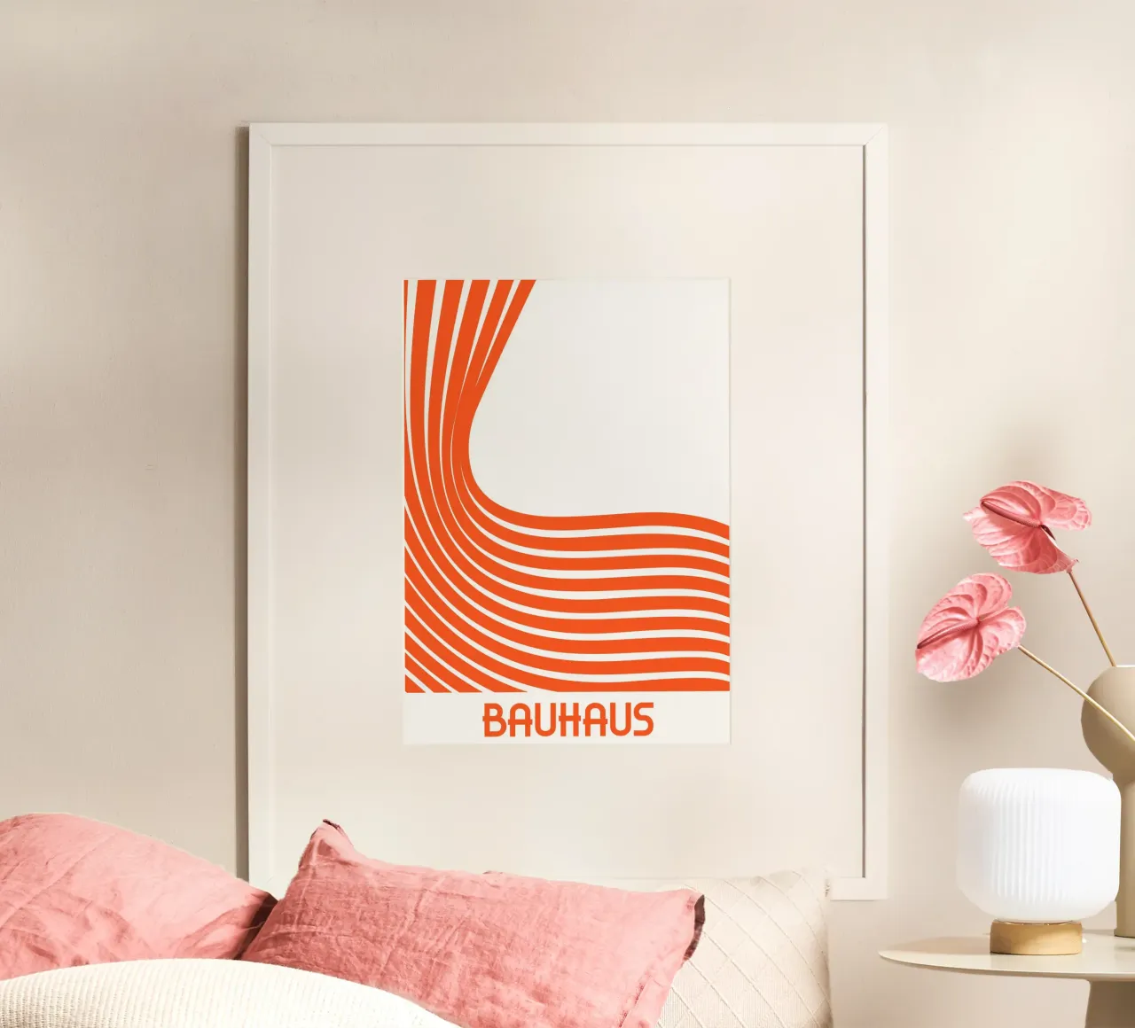 Bauhaus Abstract Orange Lines Minimalist Print Art hahnemühle de Grungeo