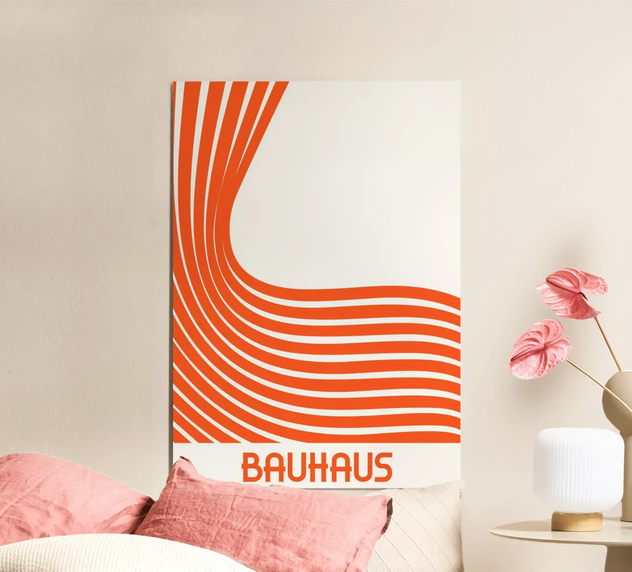 Bauhaus Abstract Orange Lines Minimalist Print Art hahnemühle de Grungeo