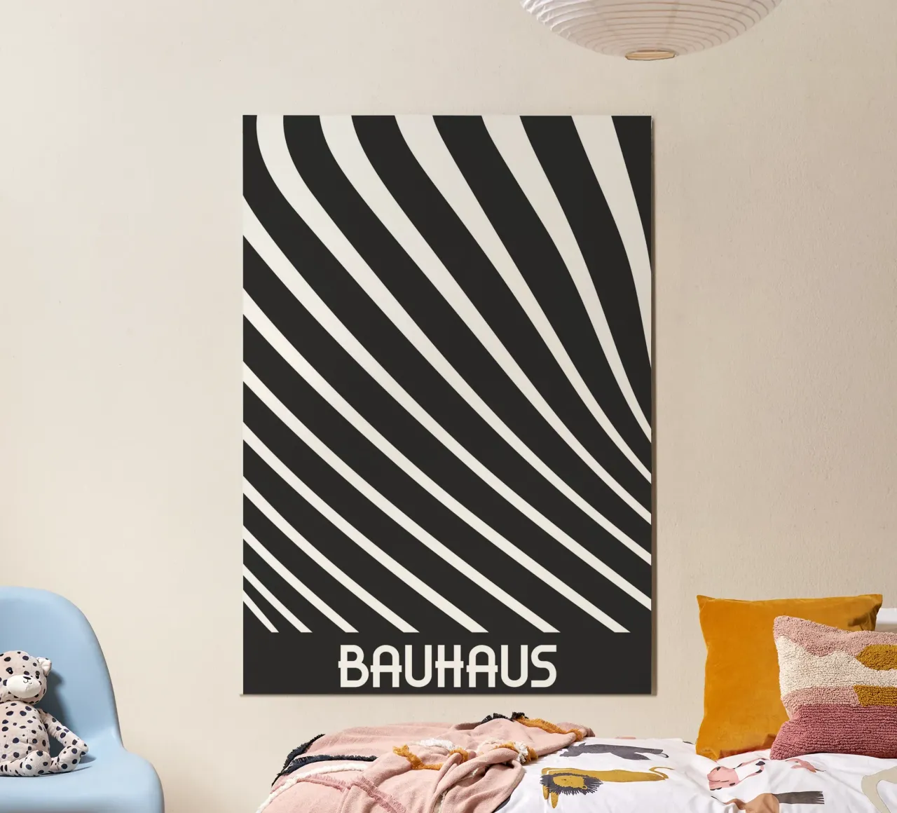 Poster Bauhaus a linee ondulate - Minimalista geometrico astratto A alluminio dibond da Grungeo