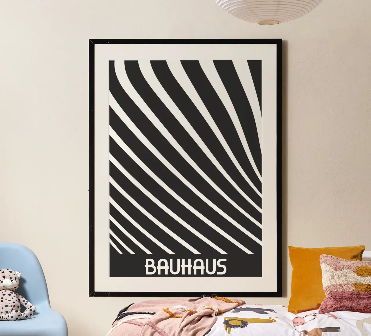 Bauhaus Wavy Lines Poster - Minimalist Geometric Abstract A Hahnemühle von Grungeo