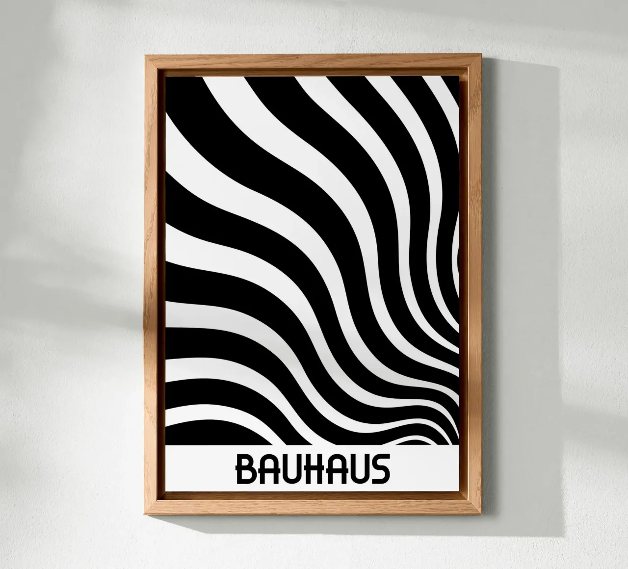 Bauhaus Bianco e Nero Linee Ondulate Poster | Op Art Geometrico P alluminio dibond da Grungeo