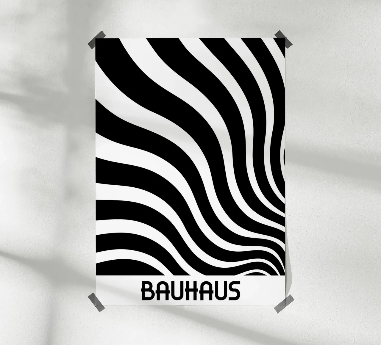 Bauhaus Bianco e Nero Linee Ondulate Poster | Op Art Geometrico P carta hahnemühle da Grungeo