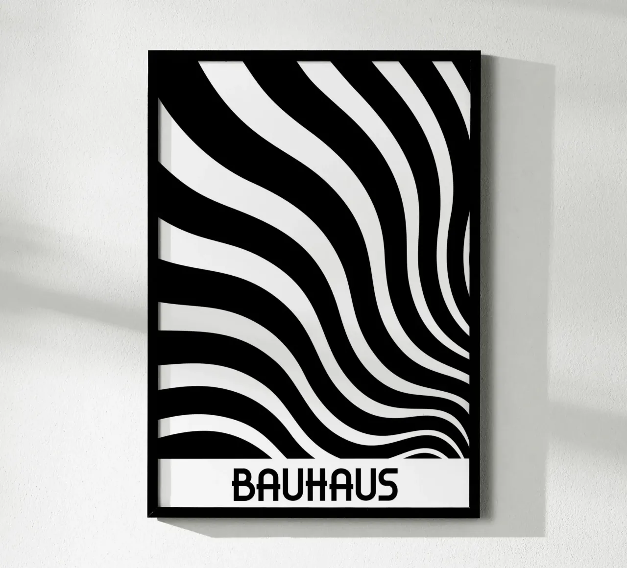 Bauhaus Bianco e Nero Linee Ondulate Poster | Op Art Geometrico P carta hahnemühle da Grungeo
