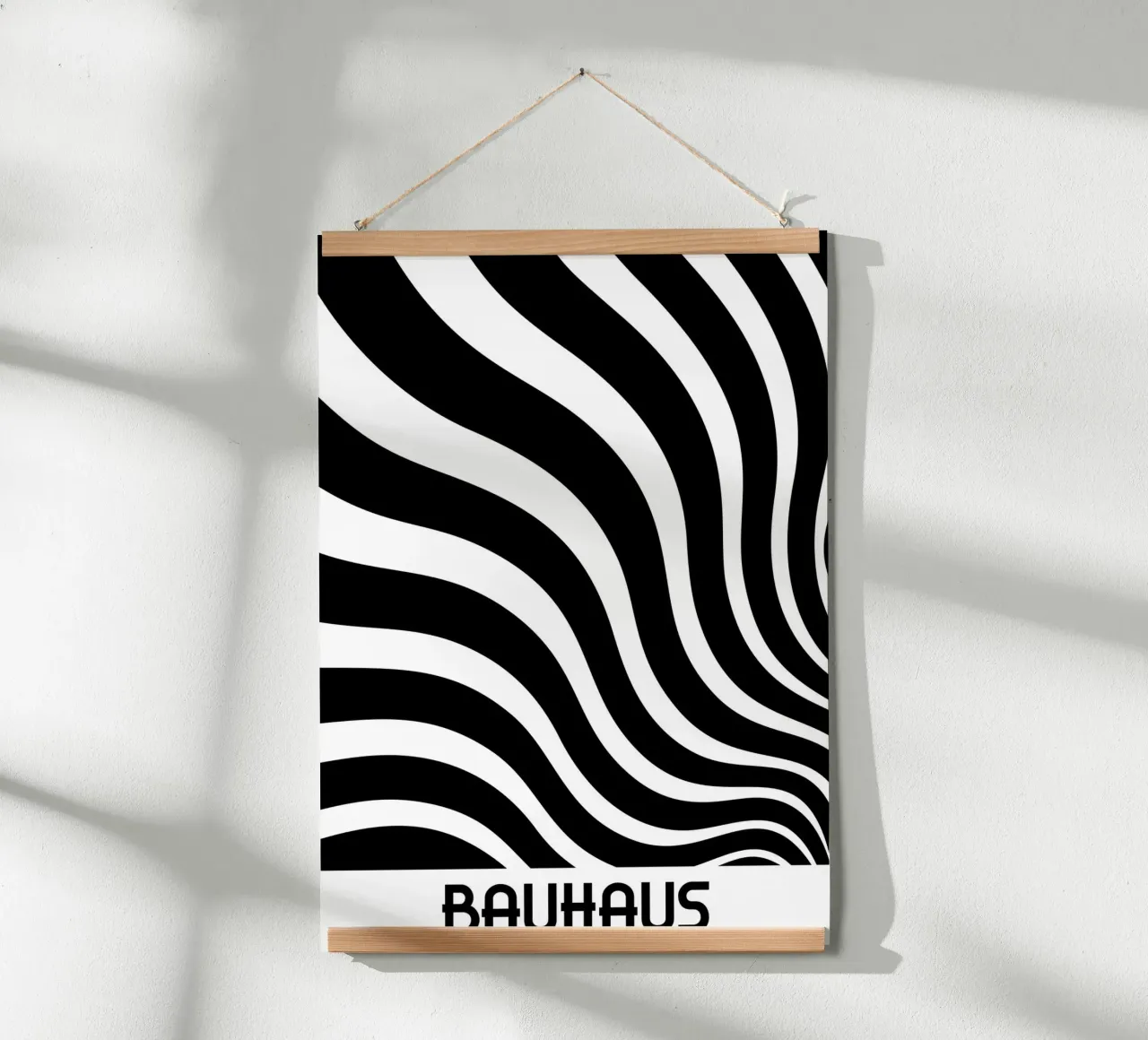 Bauhaus Bianco e Nero Linee Ondulate Poster | Op Art Geometrico P carta hahnemühle da Grungeo