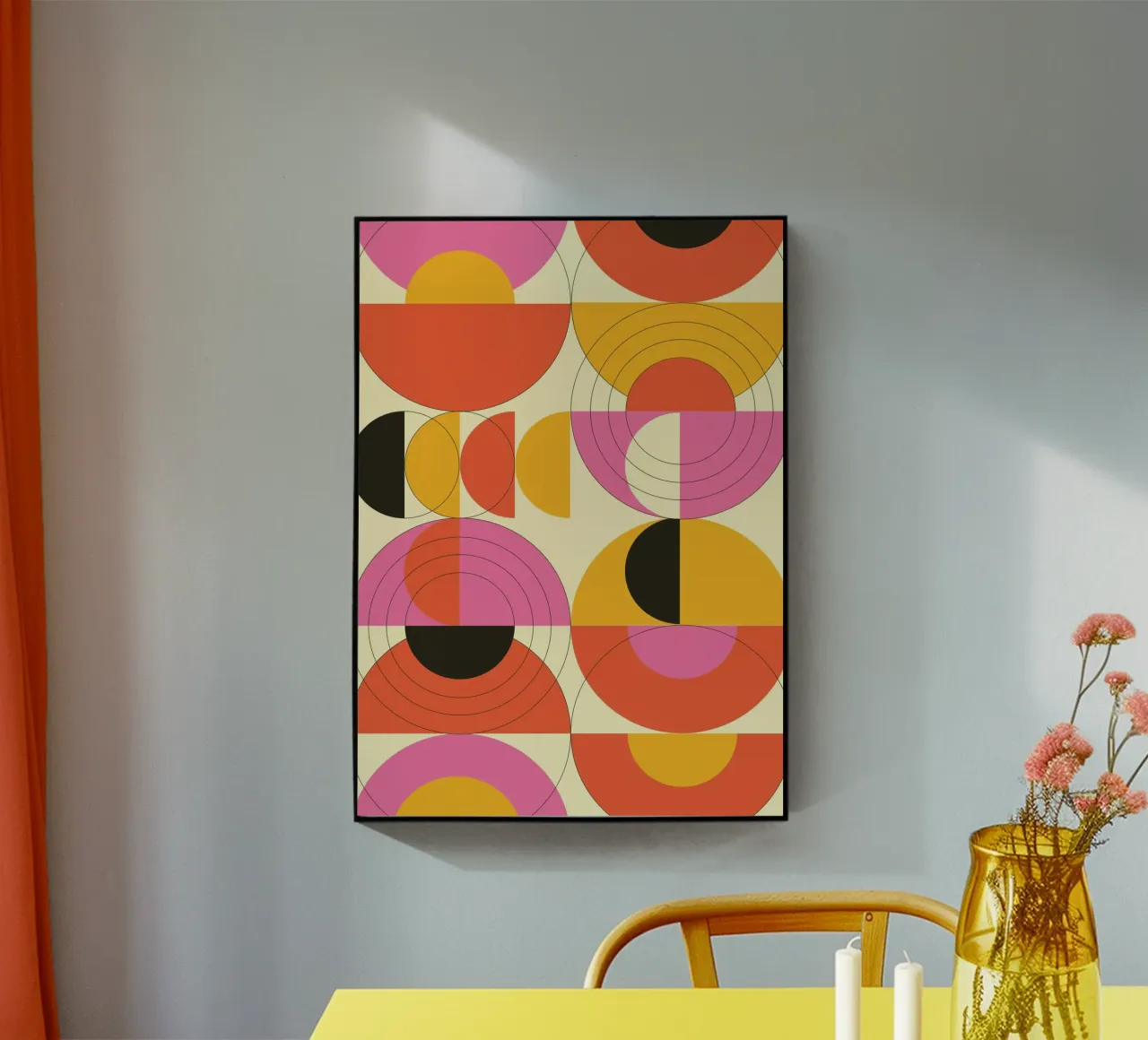 70s Abstract Geometric Circles Pattern | Mid-Century Groovy metacrilato de Grungeo