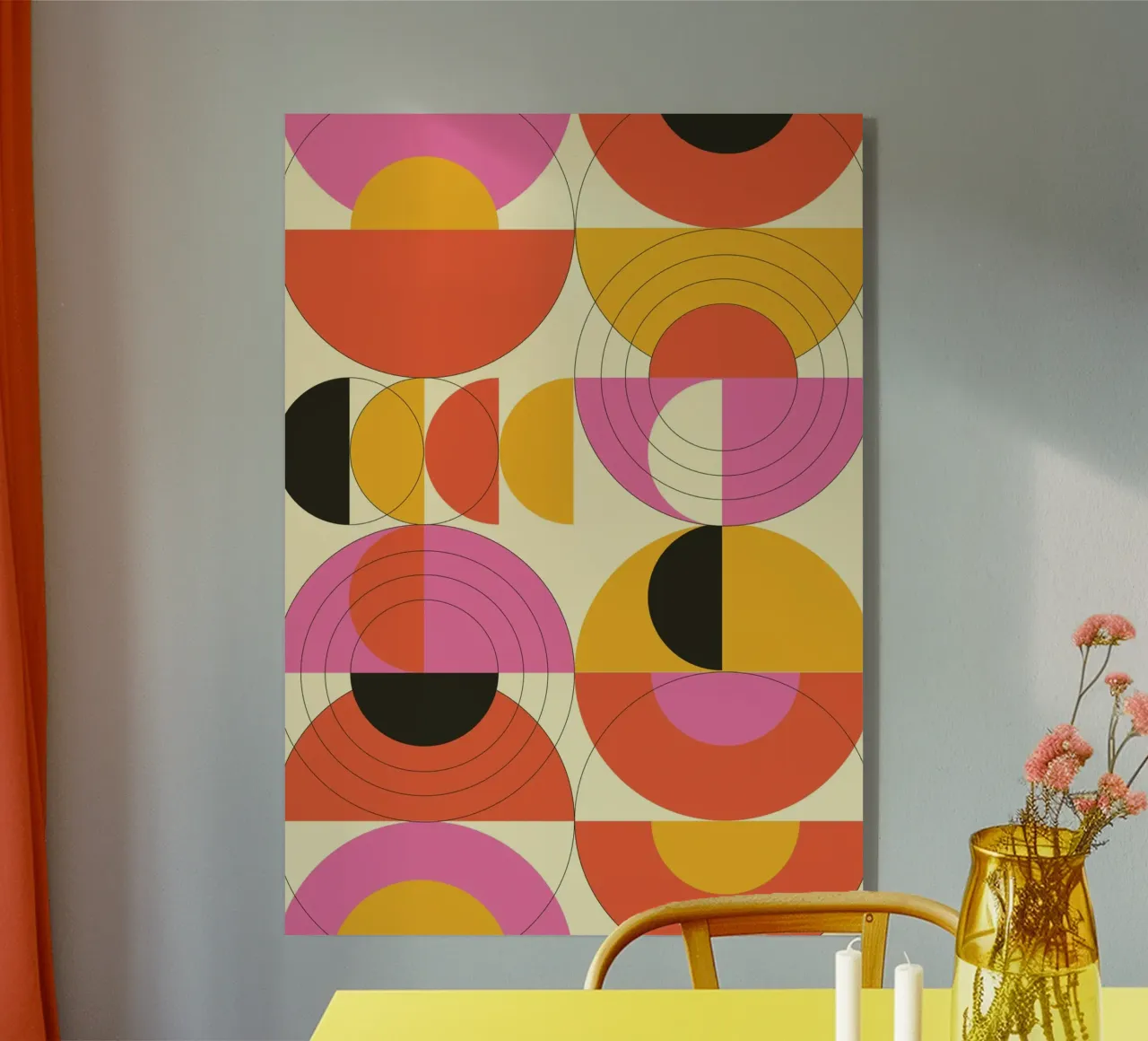 70s Abstract Geometric Circles Pattern | Mid-Century Groovy metacrilato de Grungeo