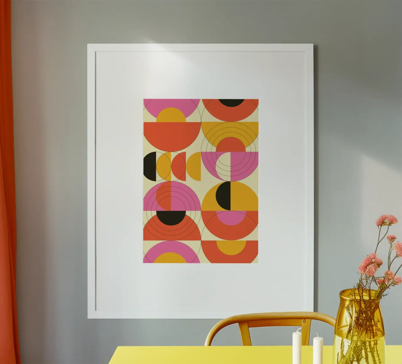 70s Modello astratto geometrico a cerchi | Mid-Century Groovy carta hahnemühle da Grungeo