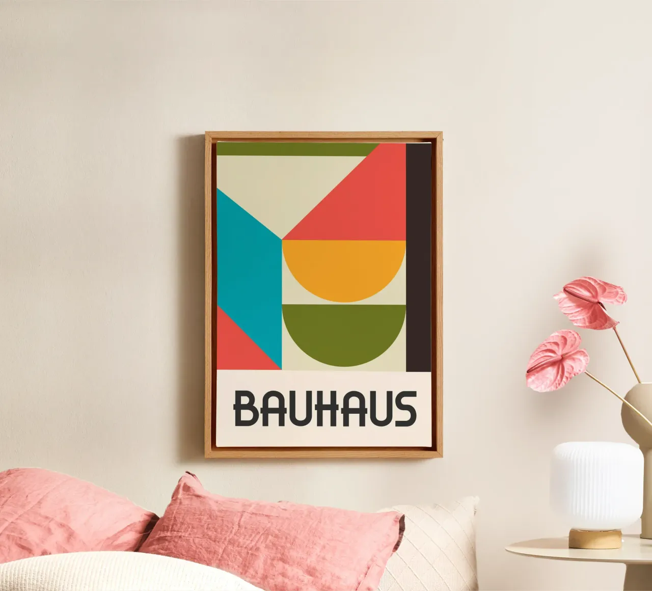 Bauhaus Color Block Geometric Mid-Century Abstract Print canvas by Grungeo