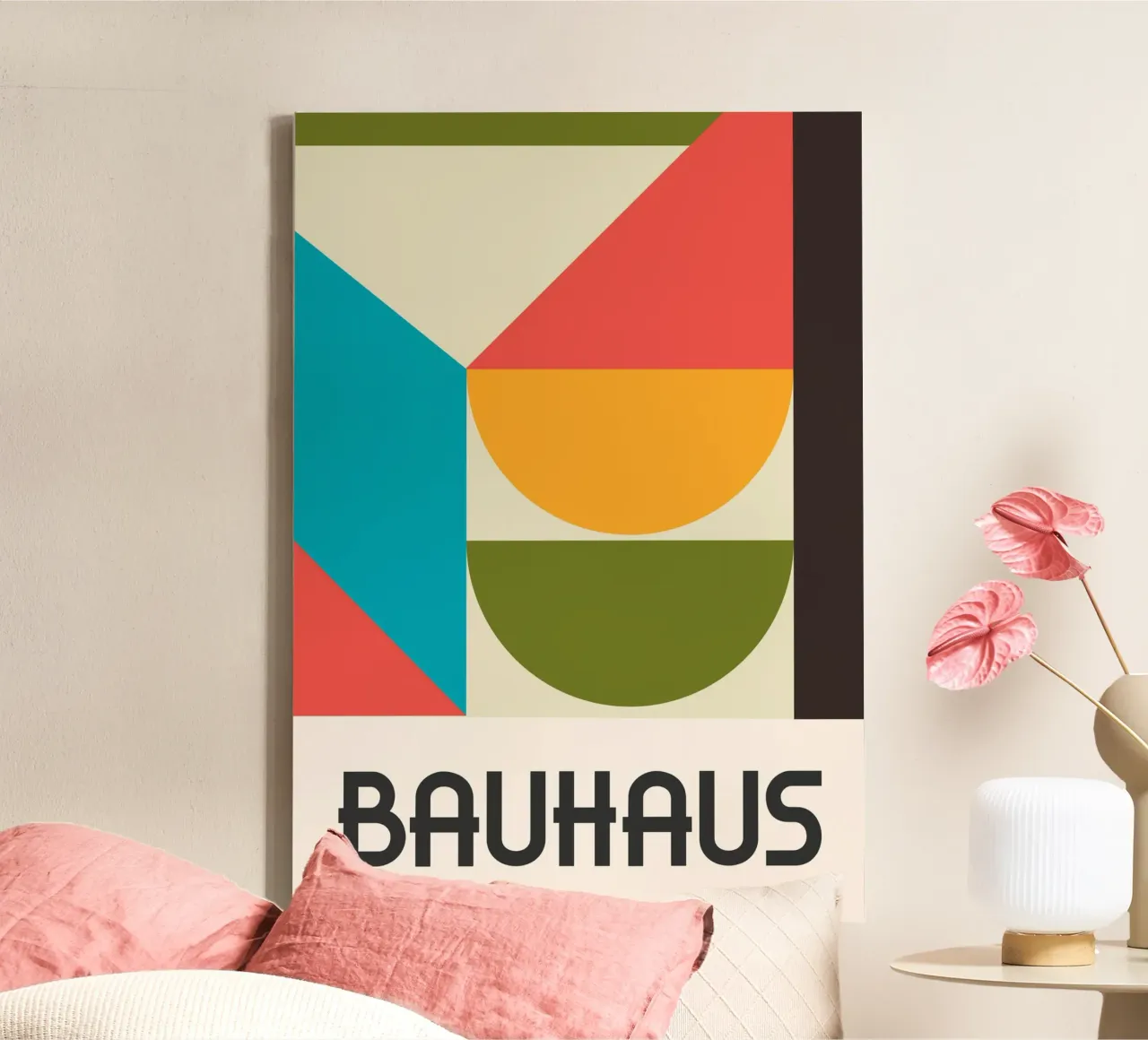 Bauhaus Color Block Geometric Mid-Century Abstract Print canvas by Grungeo