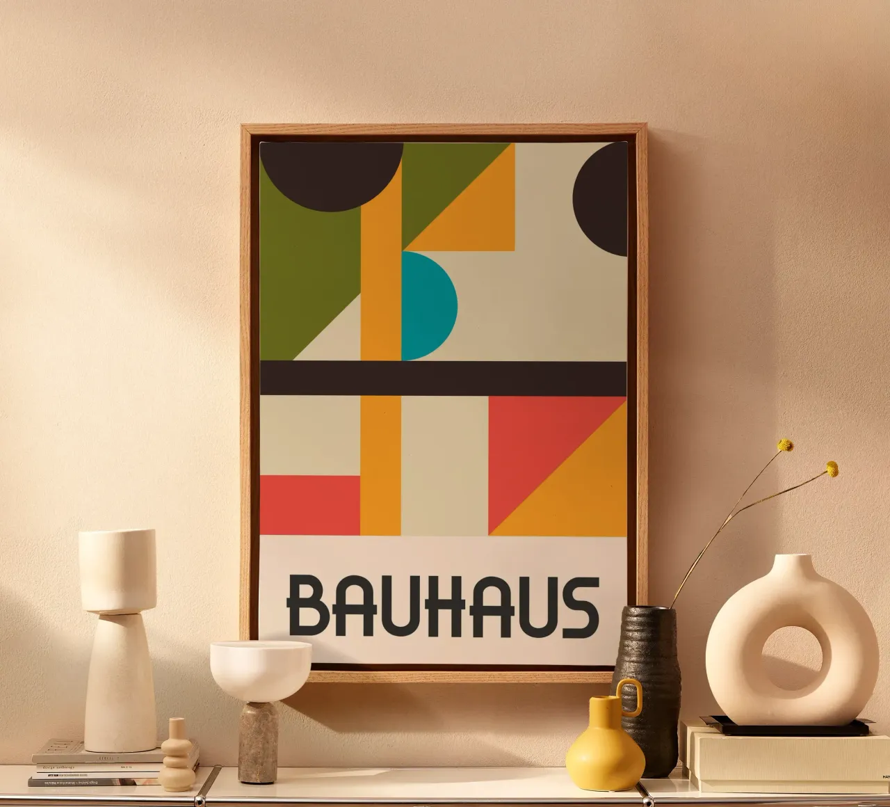 Bauhaus Geometric Shapes Complex Abstract Color Print lienzo de Grungeo